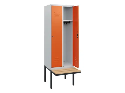 locker met bank,HxBxD 1950x600x815mm,2vak,vak B 300mm,cil.-slot