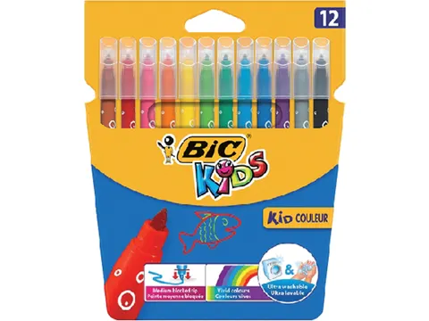 Kleurstiften BicKids kid couleur medium assorti etui à 12 stuks