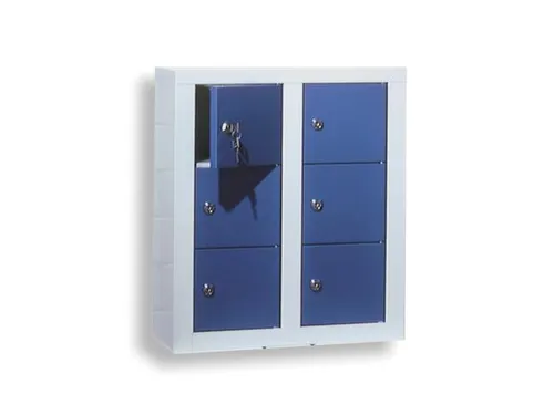 lockerkast,HxBxD 585x485x250mm,2x3vakken,cil.-slot,RAL5010