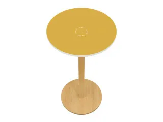 statafel,HxØ 1100x600mm,rond,schotelvoet natuur,blad geel - 1