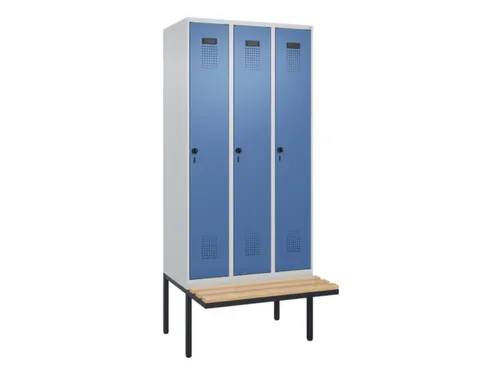 locker met bank,voor scheiding van kleding,HxBxD 2120x900x815mm,3vak