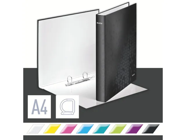 Ringband Leitz WOW A4 2-rings D-mech 25mm karton zwart