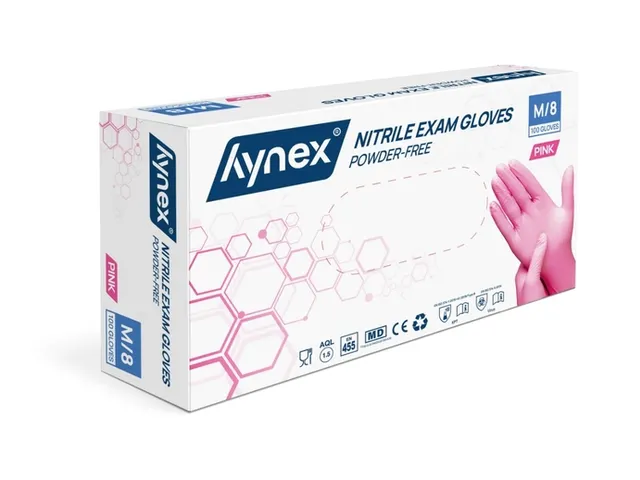 Handschoen Hynex nitril M roze 3.5gr 100 stuks