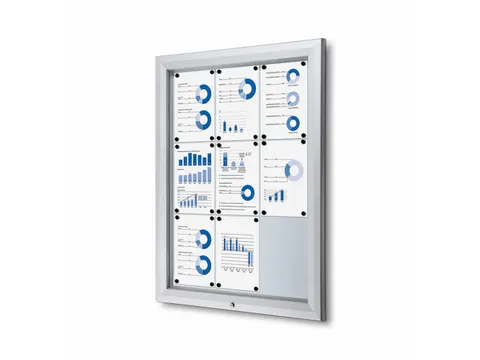 Vitrinekast mededelingenbord Outdoor 9xA4 Zilver