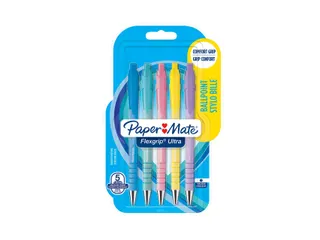 Balpen Paper Mate Flexgrip Ultra pastel medium assorti blister à 5st - 2
