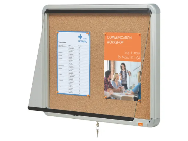 binnenvitrine met draaideur, kurk, ft 4xA4