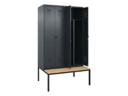PBM-locker met bank,HxBxD 2120x1200x815mm,4vak,vak B 300mm