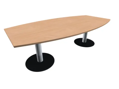 Vergadertafel vatvormig hxbxd 72x240x80/120cm blad beuken 2voeten Alu