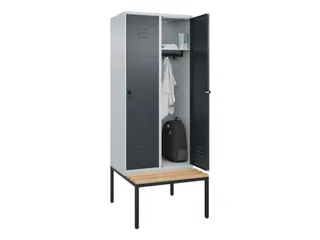 locker met bank,HxBxD 2120x800x815mm,2vak,vak B 400mm,draaigrendel - 3