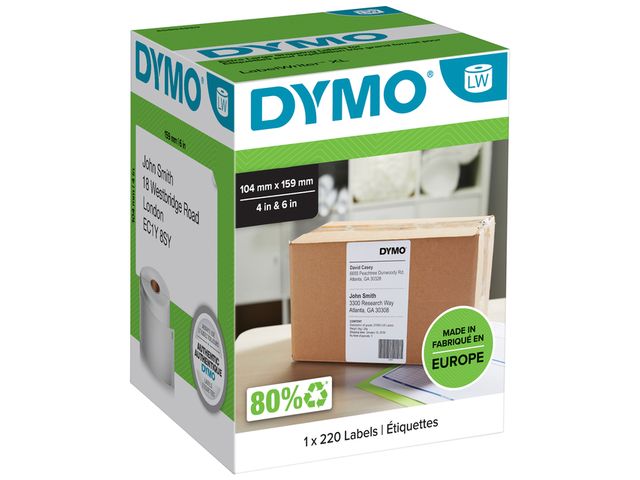 Etiket Dymo 904980 Labelprint 4xl Verzend 104x159mm S0904980 | LabelprinterEtiketten.nl