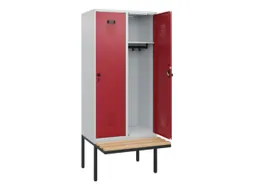 locker met bank,HxBxD 1950x800x815mm,2vak,vak B 400mm,draaigrendel