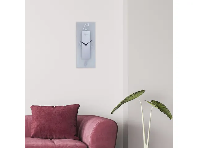 Wandklok Nextime 20x50cm glas Frosted/Mirror Dali