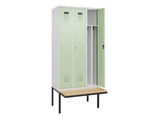 locker met bank,voor scheiding van kleding,HxBxD 2120x900x815mm,3vak - 1