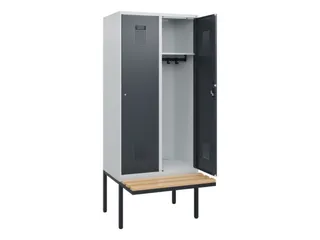 locker met bank,HxBxD 1950x800x815mm,2vak,vak B 400mm,cilinderslot - 1