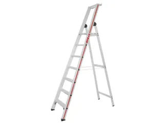 trapladder,eenzijdig,7treden,stand H 1,63m,balk L 2,45m,aluminium - 1