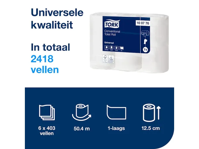 Tork 100776 Toiletpapier Traditioneel Universal 1-laags Naturel 48 Rol