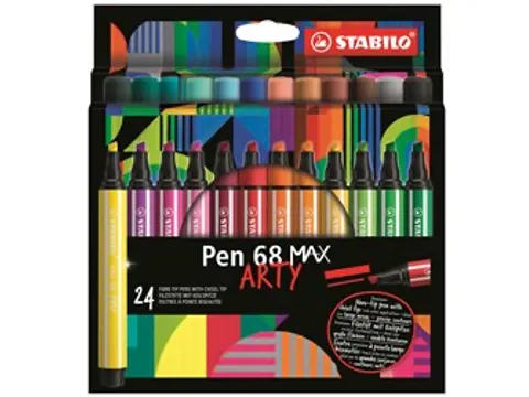 Viltstift STABILO Pen 68 Max Arty assorti etui à 24 stuks