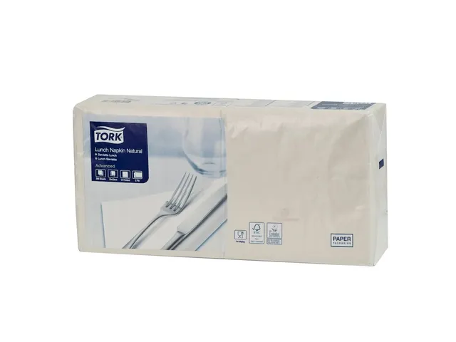 Serviette de table Tork 477350 Lunch 2 ép Pli-1/8 33x33cm Naturel