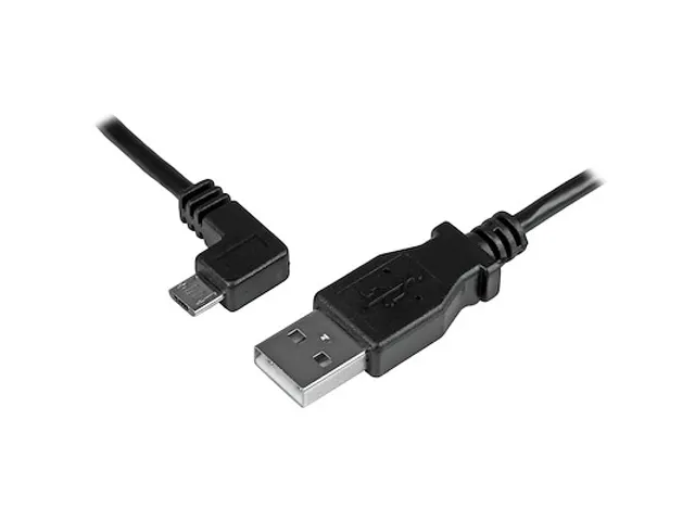 2m Micro-USB oplaad en sync kabel M/M haaks naar links