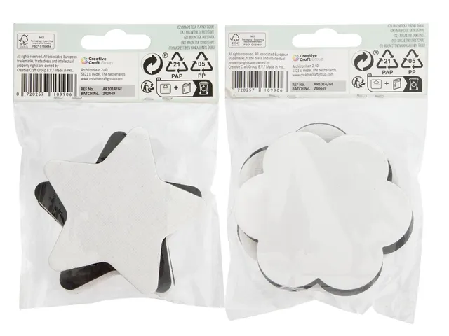 Canvas Nassau fine art ster en bloem 7,5cm magnetisch 4 stuks