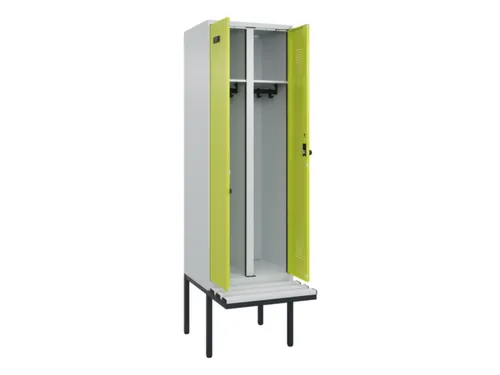 locker met bank,voor scheiding van kleding,HxBxD 2120x600x815mm,2vak
