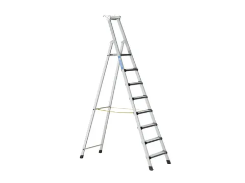 trapladder,eenzijdig,8treden,m. bekleding,stand H 2m,balk L 2,87m