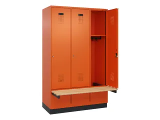 locker met bank,HxBxD 1950x1200x815mm,3vak,vak B 400mm,cilinderslot - 1