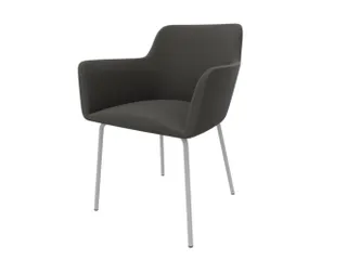 Bezoekersstoel 4Voeten Ronde Buis Verchroomd Antraciet - 1
