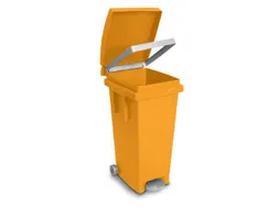 Pedaalemmers Kunststof 80 Liter 790x370x510mm Verrijdbaar Geel