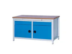 werkbank,HxBxD 860x1500x750mm,onderstel RAL5010,fronten RAL3020