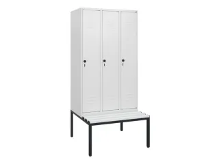 locker met bank,HxBxD 1950x900x815mm,3vak,vak B 300mm,draaigrendel - 1
