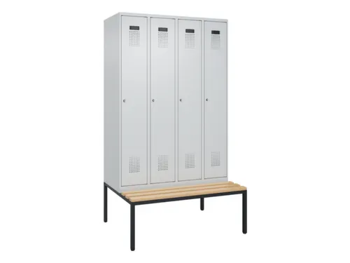 locker met bank,voor scheiding van kleding,HxBxD 2120x1200x815mm,4vak