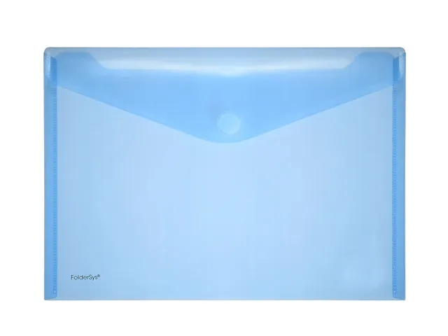 Enveloptas Foldersys A4 PP dwars transp blauw A4 Velcro Envelop Blauw