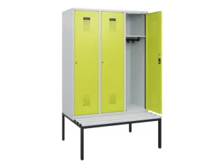 locker met bank,HxBxD 1950x1200x815mm,3vak,vak B 400mm,cilinderslot - 1