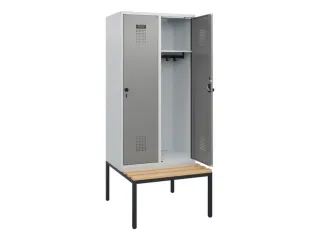 locker met bank,HxBxD 1950x800x815mm,2vak,vak B 400mm,draaigrendel - 1