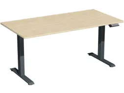 Elektrisch ihv bureau,HxBxD 630-1280x1600x800mm,blad esdoorn