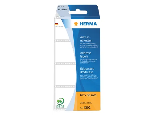 HERMA 4302 Adresetiketten voor Schrijfmachines Leporello 67x35mm