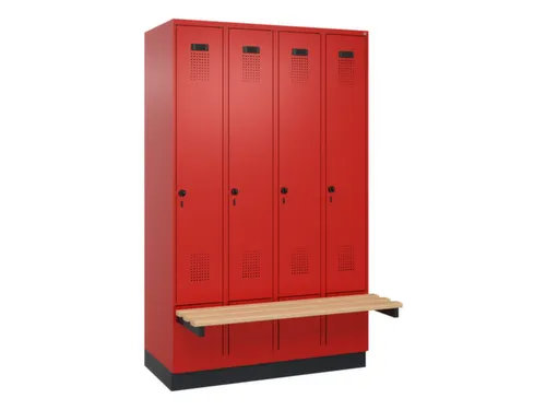 locker met bank,HxBxD 1950x1200x815mm,4vak,vak B 300mm,draaigrendel