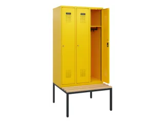 locker met bank,HxBxD 1950x900x815mm,3vak,vak B 300mm,cilinderslot - 1