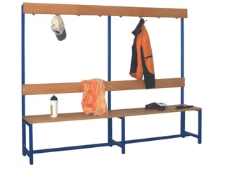 Omkleedbank LxB 2000x400mm Houten Latten Haken Enkelzijdig Ral5012 - 1