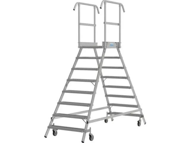 escalier mobile,roulant,estrade H 1,95m,2x8marches a. revêtement R13