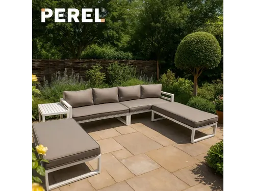 Loungeset aluminium Wit/Grijs 8-zits tuinset met bijzettafel