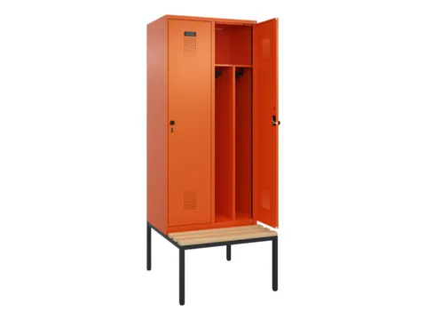 locker met bank,voor scheiding van kleding,HxBxD 2120x800x815mm,2vak