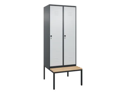 locker met bank,HxBxD 2120x800x815mm,2vak,vak B 400mm,draaigrendel
