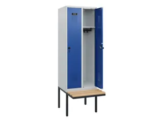 locker met bank,HxBxD 1950x600x815mm,2vak,vak B 300mm,draaigrendel - 1
