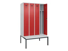 locker met bank,voor scheiding van kleding,HxBxD 2120x1200x815mm,4vak