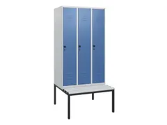 locker met bank,HxBxD 1950x900x815mm,3vak,vak B 300mm,draaigrendel
