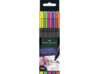 Fineliner Faber-Castell Grip 0,4mm etui 5 stuks neon assorti - 1