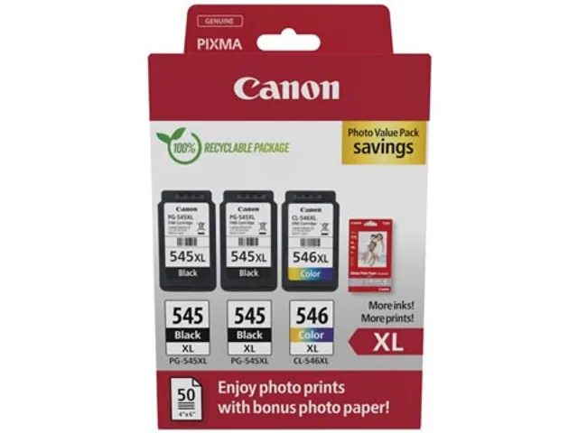 photo value pack 2 x PG-545XL + 1 x CL-546XL, 8286B015, 4 kleuren