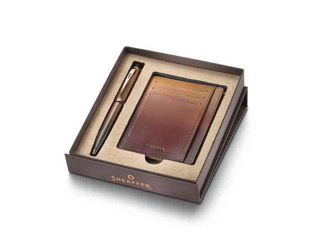 Balpen giftset Sheaffer 100 9374 Coffee Ed. Matt Brown met bruine cred